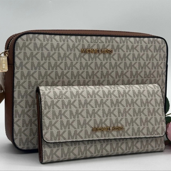 Michael Kors Large EW Crossbody Bag & Large Trifold Wallet Brown | BUNDLE DEAL - Picture 2 of 13